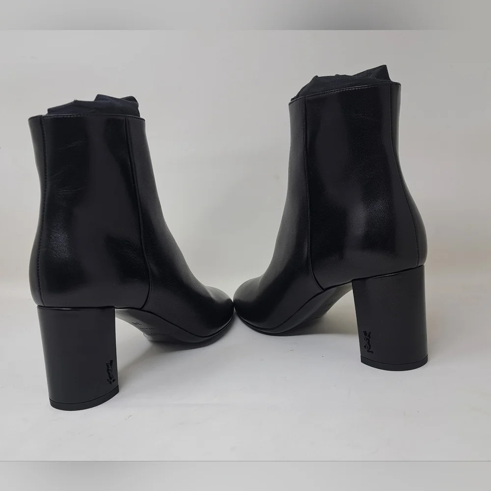 NWT Saint Laurent Paris LouLou 70 Zip Booties Ankle Boots Black Leather 38EU 8US - Picture 9 of 16